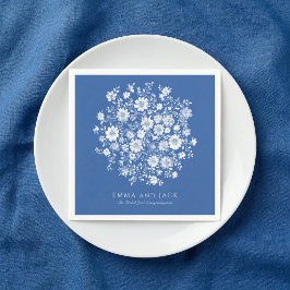 Guardanapo De Papel Dusty Blue Floral Bouquet Wedding names and date
