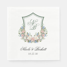 Guardanapo De Papel Dusty Blue Floral Crest Casamento
