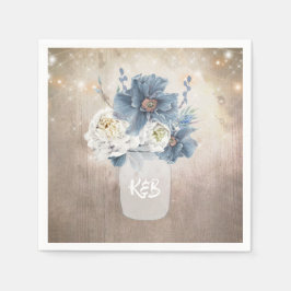 Guardanapo De Papel Dusty Blue Floral Mason Jar Rustic Country