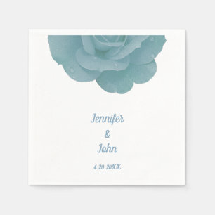 Guardanapo De Papel Dusty Blue Floral Rosa Elegant Bonito Casamento