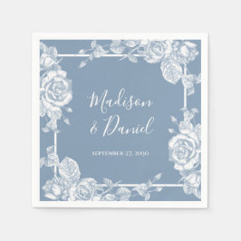 Guardanapo De Papel Dusty Blue Floral Wedding