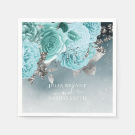 Guardanapo De Papel Dusty Blue Floral Weding Luxury