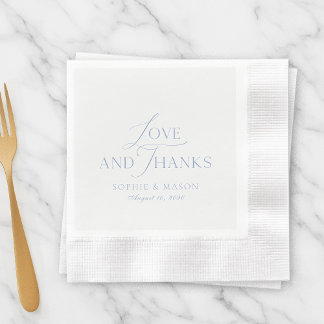 Guardanapo De Papel Dusty Blue Love and Thanks Wedding Napkin