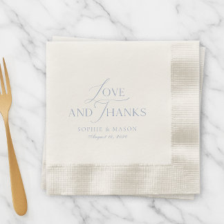 Guardanapo De Papel Dusty Blue Love and Thanks Wedding Napkin