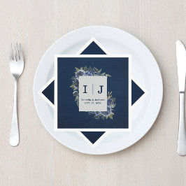 Guardanapo De Papel Dusty Blue Marinho Champagne Casamento de Marfim