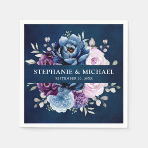 Guardanapo De Papel Dusty Blue Purple Marinho Lilac Blooms Casamento N