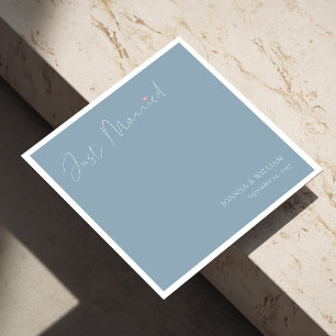 Guardanapo De Papel Dusty Blue Recem casados Casamento Napkins com Nom