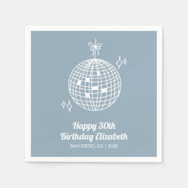 Guardanapo De Papel Dusty Blue Retro Disco Ball Festa de aniversário N