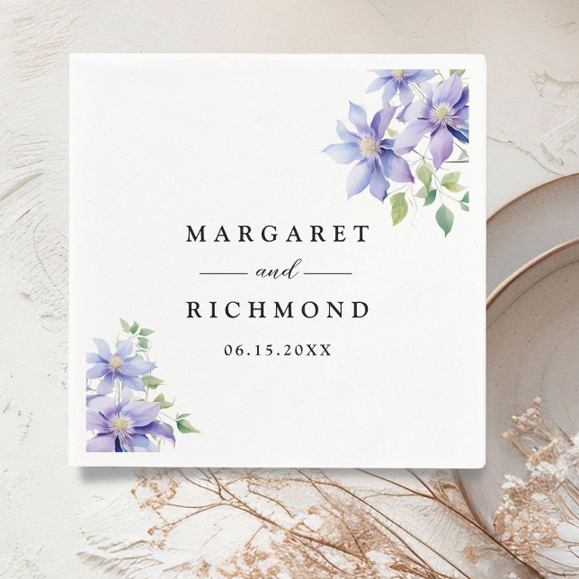 Guardanapo De Papel Dusty Blue Rustic Floral Weding (Criador carregado)