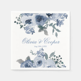 Guardanapo De Papel Dusty Blue Sage Watercolor Casamento de Peony