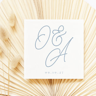 Guardanapo De Papel Dusty Blue   Script Watermark Monograma Wedding