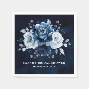 Guardanapo De Papel Dusty Blue Slate Marinho Floral Chá de panela Napk