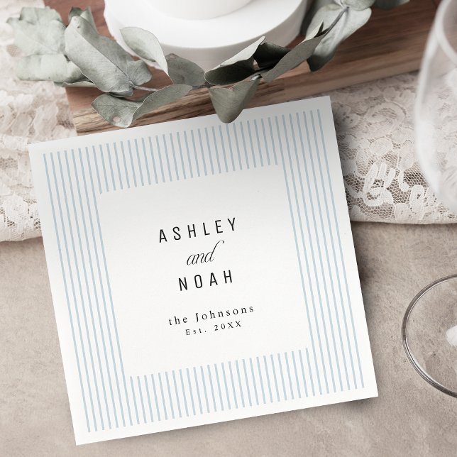 Guardanapo De Papel Dusty Blue Striped Elegance Classy Wedding (Dusty Blue Striped Elegance Classy Wedding Napkins)