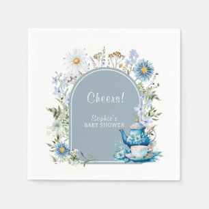 Guardanapo De Papel Dusty Blue Time Para Chá de fraldas De Tea Boho