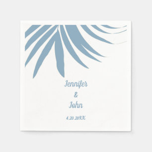 Guardanapo De Papel Dusty Blue Tropical Palm Leaf Beach Weding