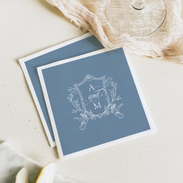 Guardanapo De Papel Dusty Blue Vintage Crest Casamento Obrigado