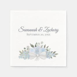 Guardanapo De Papel Dusty Blue Watercolor Buquê Floral Boho Wedding
