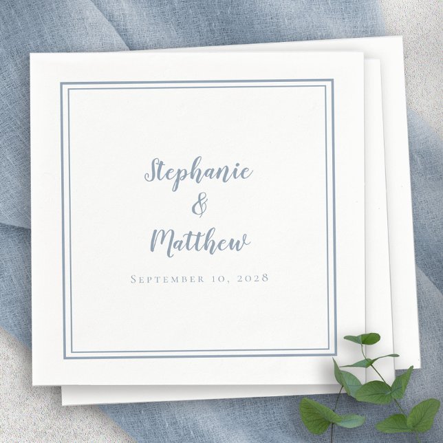 Guardanapo De Papel Dusty Blue Wedding Elegante Recepção Moderna Simpl (Dusty Blue Wedding Elegant Simple Modern Reception Napkins)