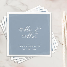 Guardanapo De Papel Dusty Blue Wedding Sr. e Sra. White Calliografia