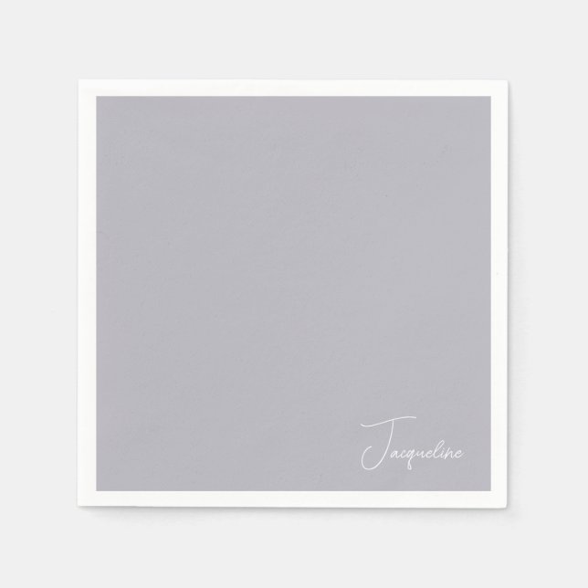 Guardanapo De Papel Dusty Blue White Script Name Chá Cocktail (Frente)