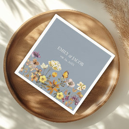 Guardanapo De Papel Dusty Blue Wildflower Boho Wedkins