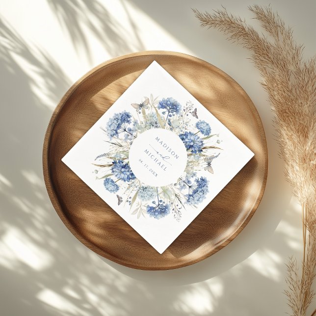 Guardanapo De Papel Dusty Blue Wildflower Boho Weds (Criador carregado)