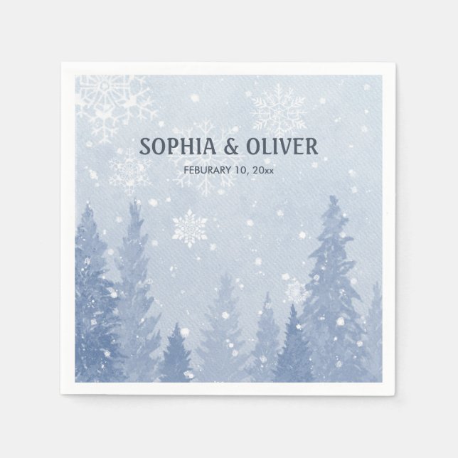 Guardanapo De Papel Dusty Blue Winter Wonderland (Frente)