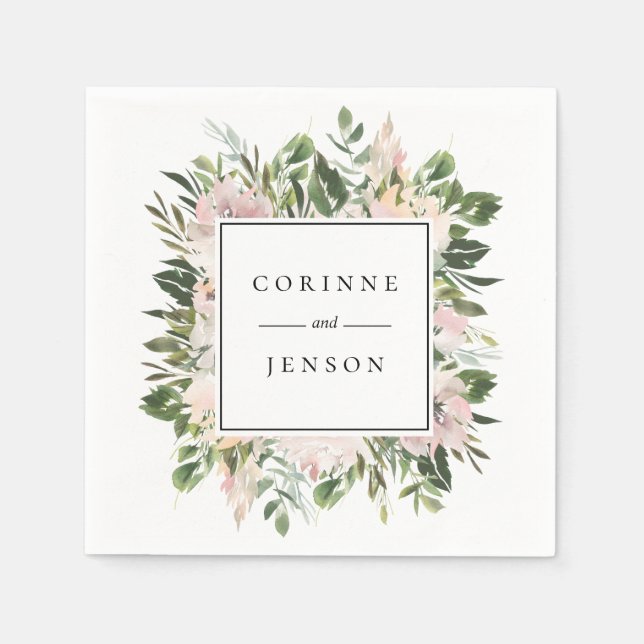 Guardanapo De Papel Dusty Floral Greenery Papel Personalizado Napkins (Frente)