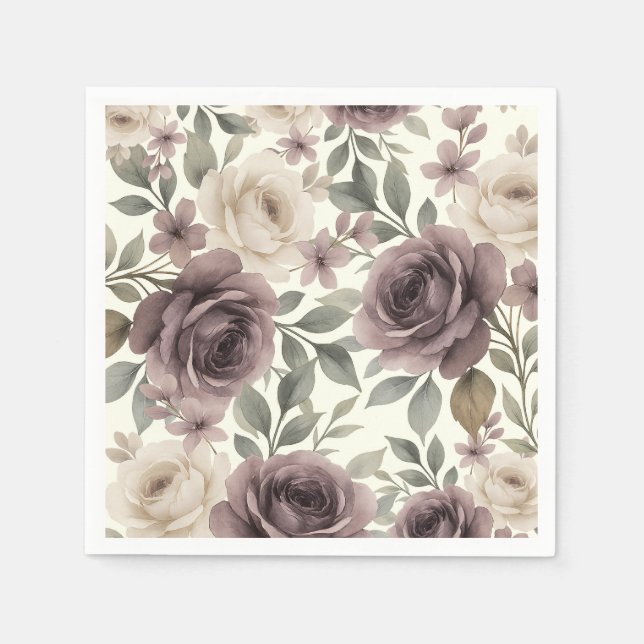 Guardanapo De Papel Dusty Mauve & Ivory Bloom Casamento Botânico (Frente)