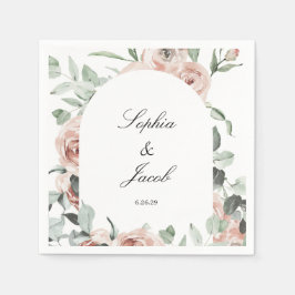 Guardanapo De Papel Dusty Pink Blush Floral Eucalyptus Wedkins