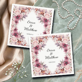 Guardanapo De Papel Dusty Pink Boho Floral Casamento
