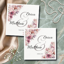 Guardanapo De Papel Dusty Pink Boho Floral Moderno Casamento