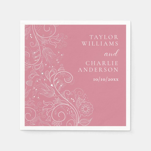 Guardanapo De Papel Dusty Pink Elegant Floral Wedding (Frente)