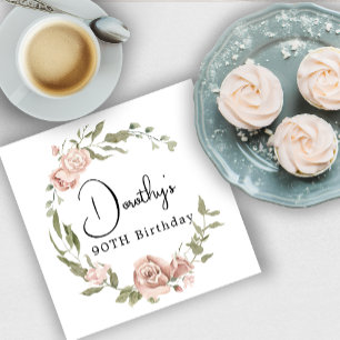 Guardanapo De Papel Dusty Pink Rose Floral 90 Birthday