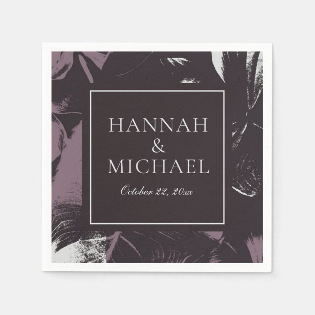 Guardanapo De Papel Dusty Plum EggPlant Abstrato Floral Weding (Frente)