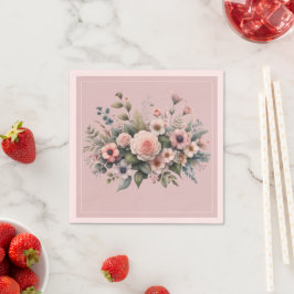 Guardanapo De Papel Dusty Rosa Botanical Wedding Floral Watercolor