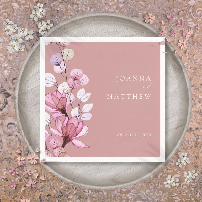 Guardanapo De Papel Dusty Rosa Elegant Modern Floral Wedding (Dusty Rose Elegant Modern Floral Wedding Napkins)