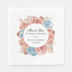 Guardanapo De Papel Dusty Rosa Rosa Azul Hydrangea Casamento