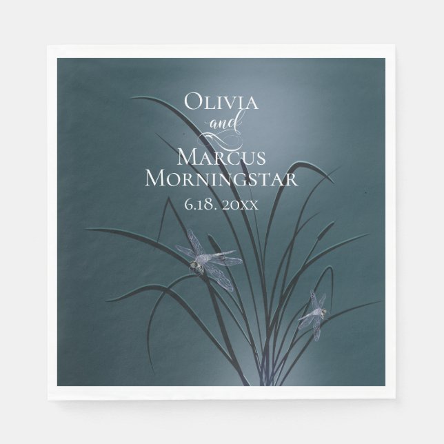 Guardanapo De Papel Dusty Teal Dragonfly (Frente)