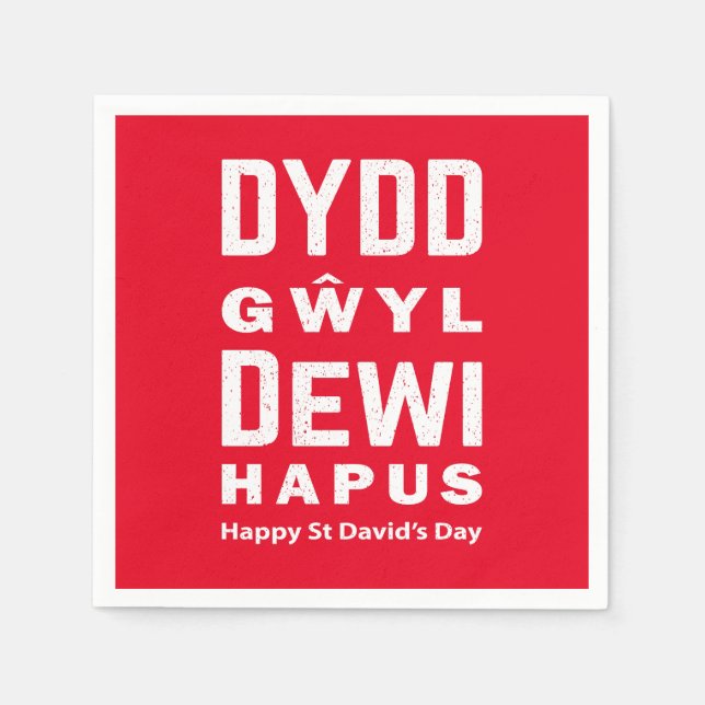 Guardanapo De Papel Dydd Gil Dewi Hapus Feliz Rua Dia 4 (Frente)