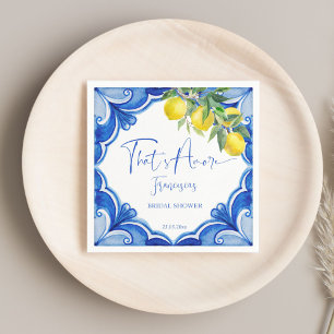 Guardanapo De Papel É mais azulejo azul, limão, chá de panela italiano