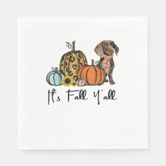 Guardanapo De Papel É "Queda Y'all Yellow Dachshund Dog Leopard Pumpk"