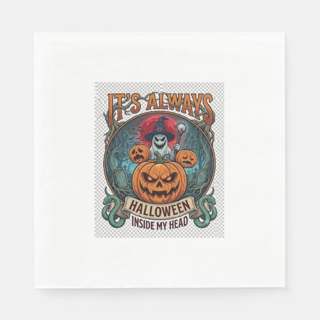 Guardanapo De Papel É sempre Halloween dentro da cabeça Abóbora Fantas (Frente)