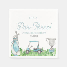 Guardanapo De Papel É um aniversário de 3 anos de Golfe Azul Par-Três