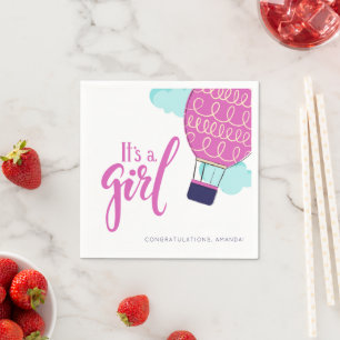 Guardanapo De Papel É um Chá de fraldas de Balões de Ar Quente Rosa