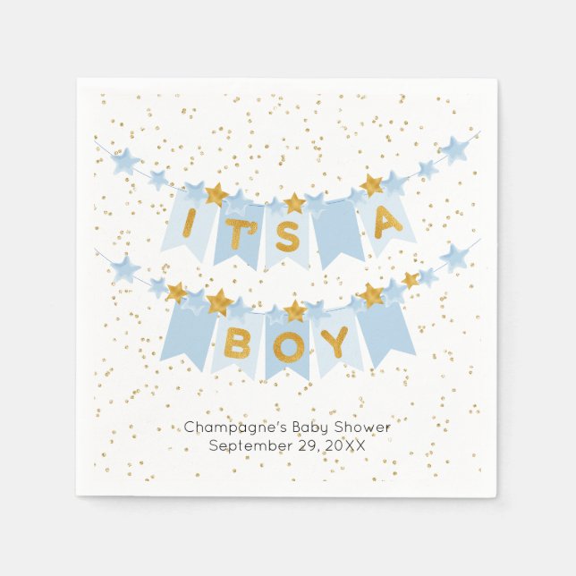 Guardanapo De Papel É um Chá de fraldas de Bandeiras Azuis (Frente)