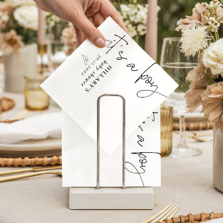 Guardanapo De Papel É um Chá de fraldas de caligrafia elegante