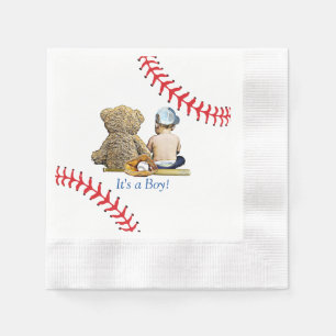 Guardanapo De Papel É um Chá de fraldas de um Rapaz Baseball Themed