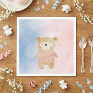 Guardanapo De Papel É um Chá de fraldas de Urso Bonitinho Pálido