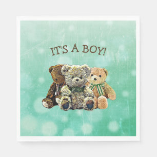 Guardanapo De Papel É um Chá de fraldas de Urso de Teddy Verde e Cas